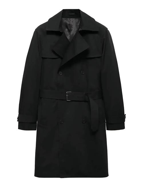 Water-Repellent Belted Trench Coat Mango Black