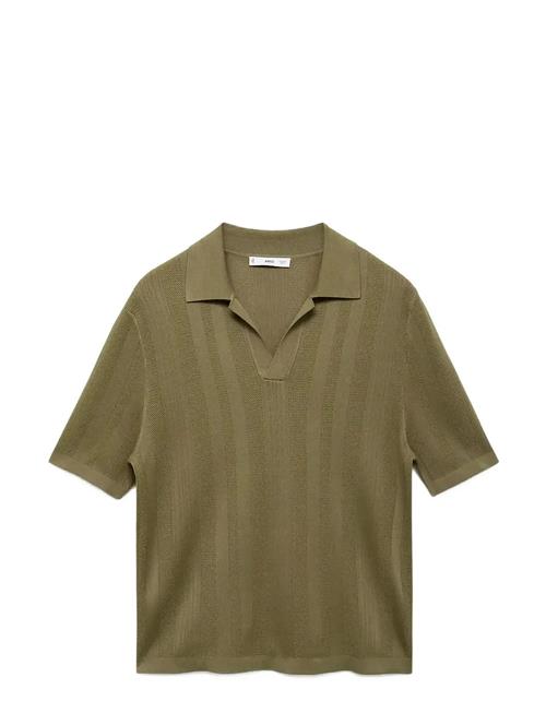 Ribbed Knit Polo Shirt Mango Khaki