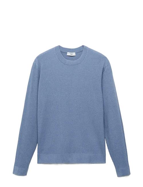 Fine Rib-Knit Cotton Sweater Mango Blue