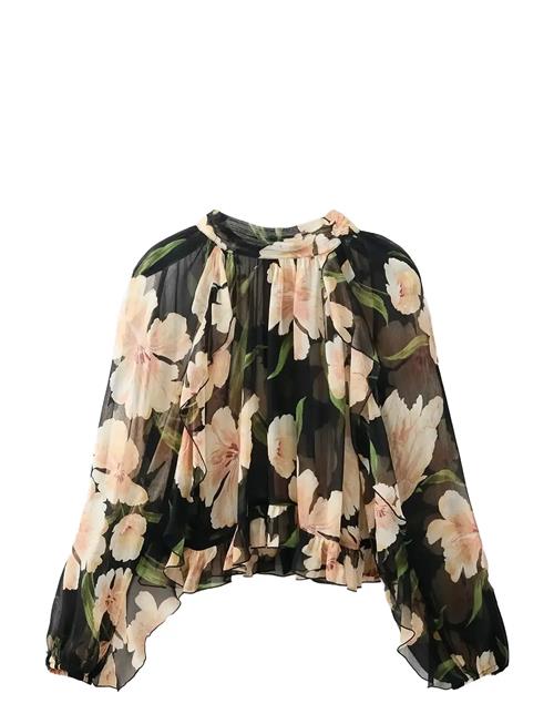 Semi-Transparent Floral Blouse Mango Black