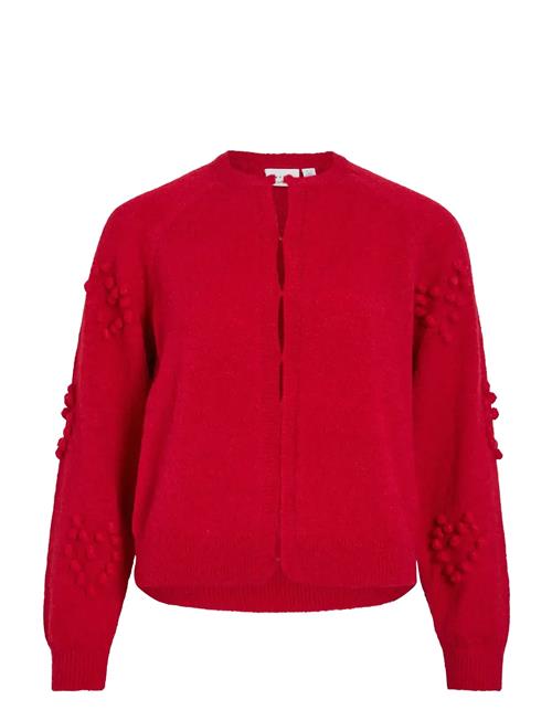 Vimerit L/S O-Neck Bubble Knit Cardigan Vila Red