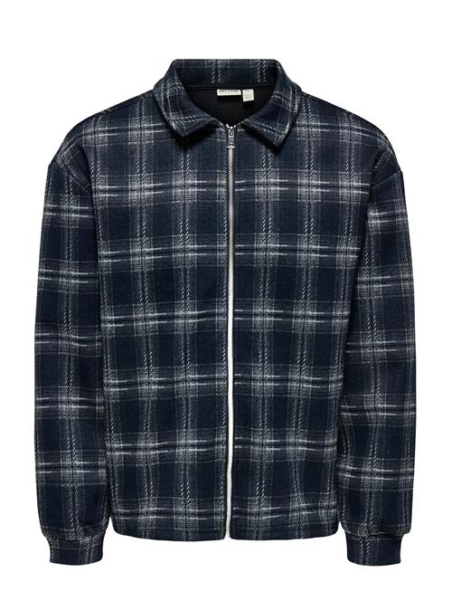 Onshendon Loose Ls Zip Overshirt Sweat ONLY & SONS Navy