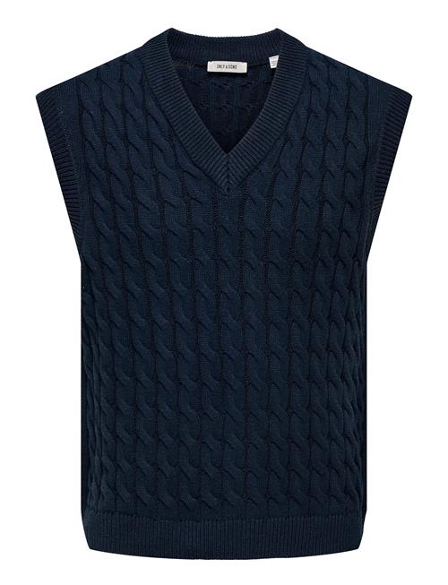 Onskicker Life Rlx 3 Cable Vest Knit ONLY & SONS Navy