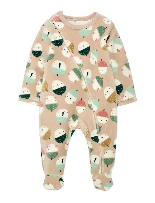 Velour Play Suit Printed For Baby -Bci Boboli Beige