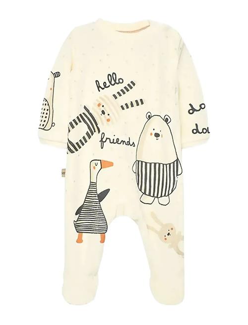 Velour Play Suit For Baby -Bci Boboli Cream
