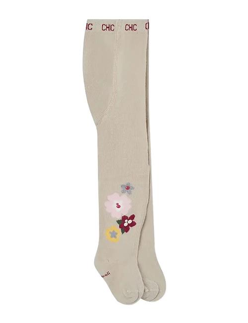 Thick Tights Floral Boboli Beige