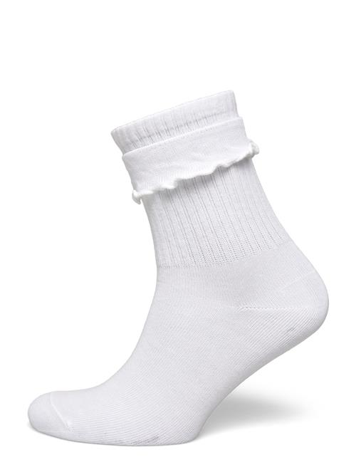 Frill Trim Crew Socks Monki White