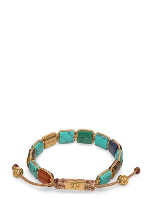 The Dorje Flatbead Collection - Turquoise, Blue Lapis, Red Jade, Brown Tiger Eye And Green Jade Nialaya Blue