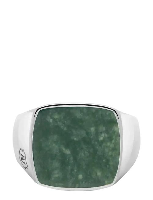 Men's Silver Signet Ring With Green Jade Nialaya Green