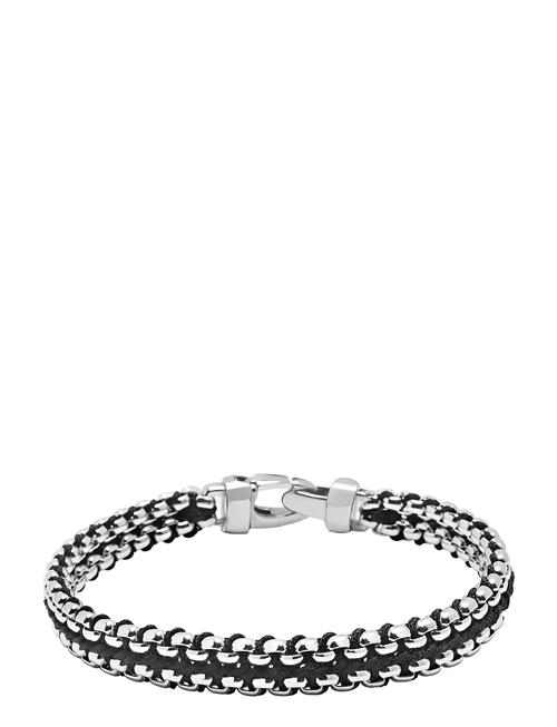 Men's Black Woven 8 Mm Box Chain Bracelet In Silver Nialaya Silver