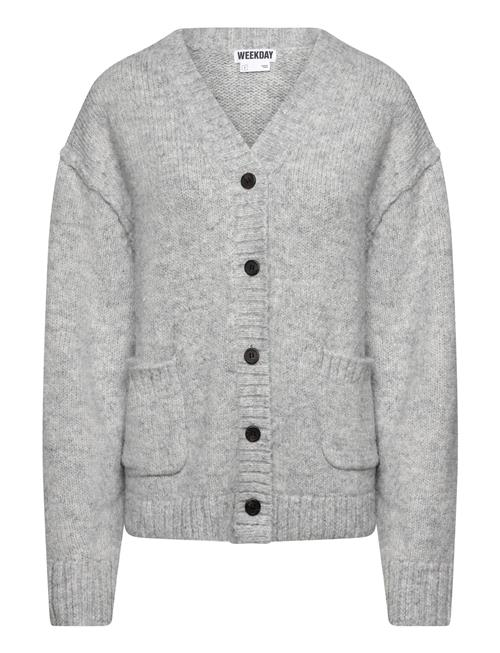 Loose Fit Knitted V-Neck Cardigan Weekday Grey