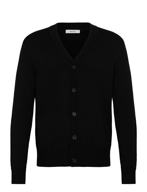 Slhtray Ls Merino Chunky V-Neck Cardigan Selected Black