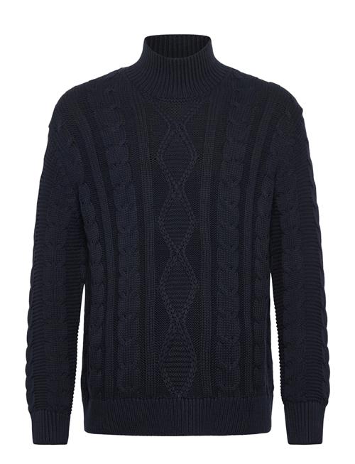 Slhuffe Ls Knit Relaxed Cable High Neck Selected Navy
