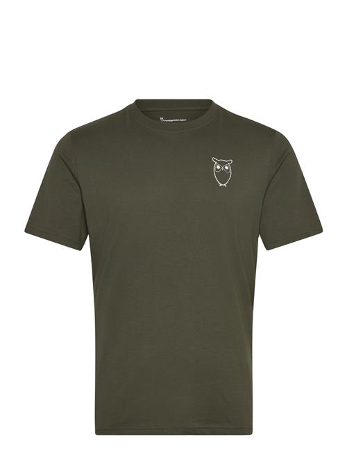 Alder Owl Chest Print Tee - Gots/Ve Knowledge Cotton Apparel Green
