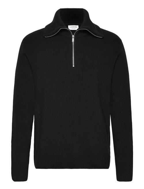 Half Zip Rib Knit W. Over D Col Lindbergh Black