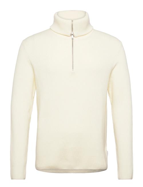 Half Zip Rib Knit W. Over D Col Lindbergh Cream