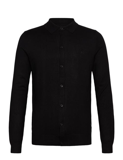 Ecovero L/S Cardigan W. Polo Colla Lindbergh Black