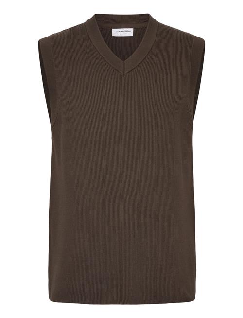 Rib Knitted V-Neck Slipover Lindbergh Brown