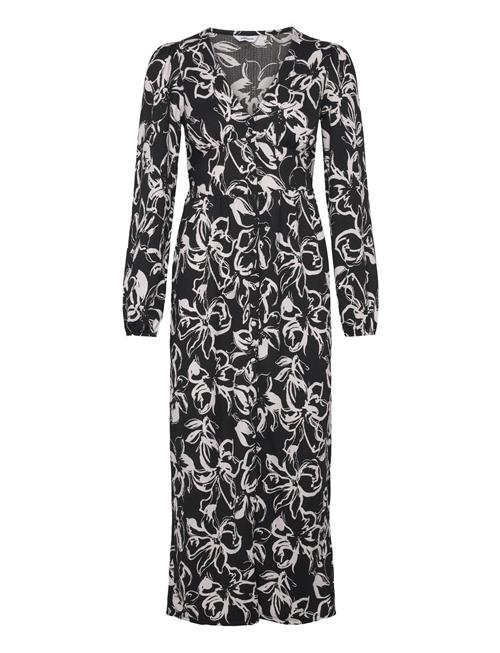 Structure Button Midi Dress Bubbleroom Black