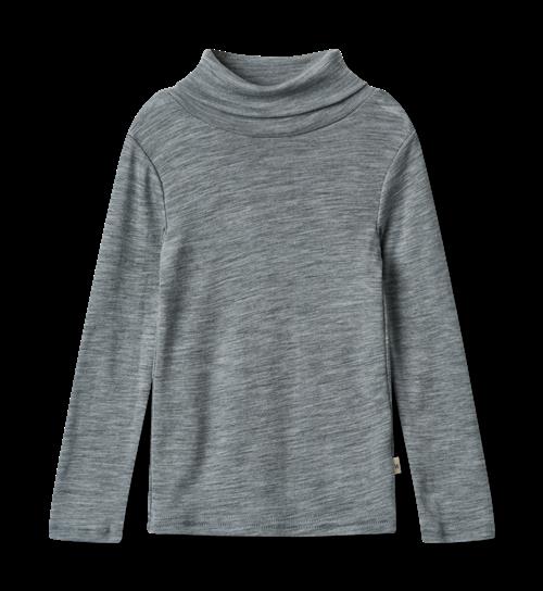 Wheat Aksel Uld-T-shirt Med Rullekrave Melange Grey  Melange Grey 104 cm  Grå  104 cm  Unisex