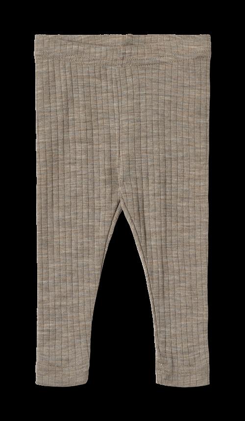 Wheat Agi Leggings I Uld Og Silke Khaki Melange  Khaki Melange 92 cm  Brun  92 cm  Unisex