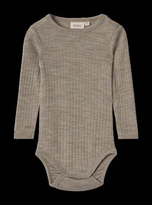Wheat Lucca Lange Ærmer Uld Silke Body Khaki Melange  Khaki Melange 68 cm  Brun  68 cm  mand