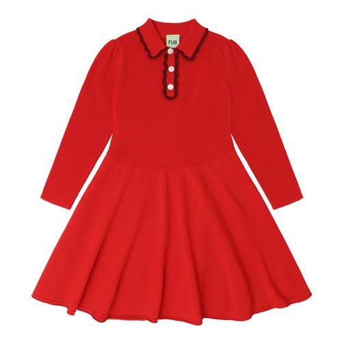 FUB Peplum-kjole I Uld Signal Red  Signal Red-130 cm Wool Rød  130 cm  kvinde