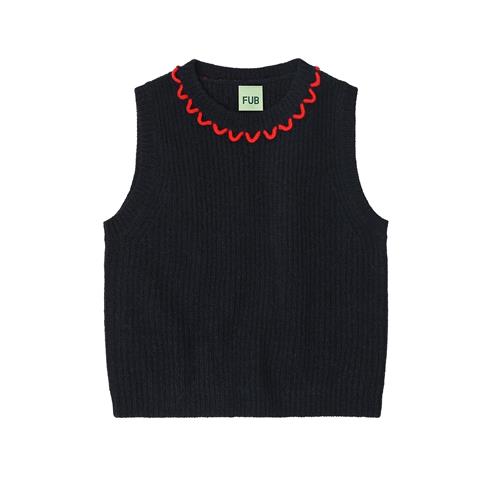FUB Lammeuldsvest Dark Navy  Dark Navy-120 cm Wool Marineblå  120 cm  Unisex