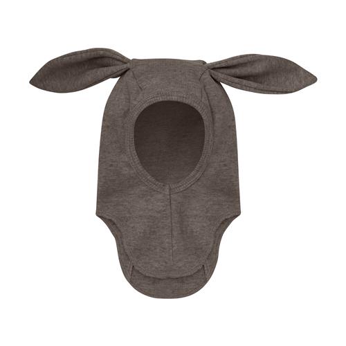 Huttelihut Balaclava I Uldrib Med Ører Brown Melange  Brown Melange 74/80 cm  Brun  74/80 cm  Unisex