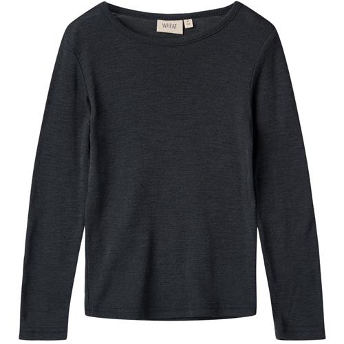 Wheat Uld-T-shirt L/S Alfie Navy 92 cm Wool Marineblå  92 cm  unisex