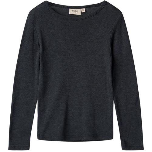 Wheat Uld-T-shirt L/S Alfie Navy 116 cm Wool Marineblå  116 cm  Unisex