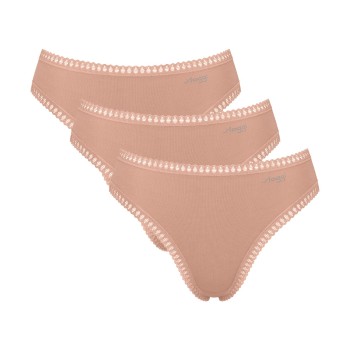 Sloggi Trusser 3P GO Crush High Leg Briefs Lysbrun  bomuld Medium Dame