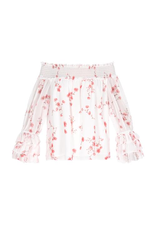 faina Bluse 'Fashion Look'  rød / pastelrød / hvid