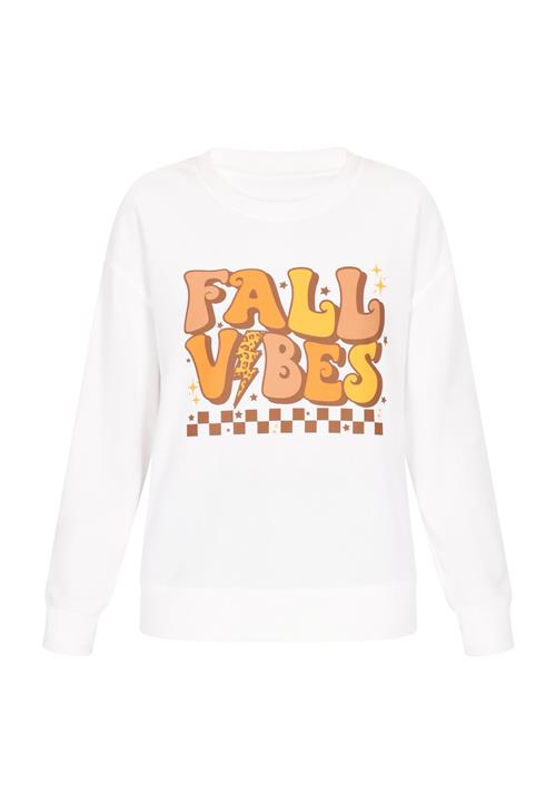 MYMO Sweatshirt 'Back To School'  nude / umbra / mandarin / hvid