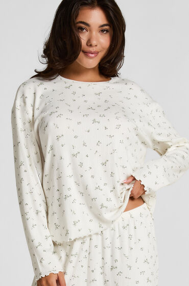 Hunkemöller Pyjama Top Loose Pointelle Hvid