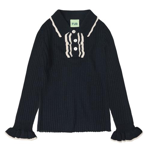FUB Polo Med Uldfrynser Dark Navy  Dark Navy-110 cm Wool Marineblå  110 cm  kvinde