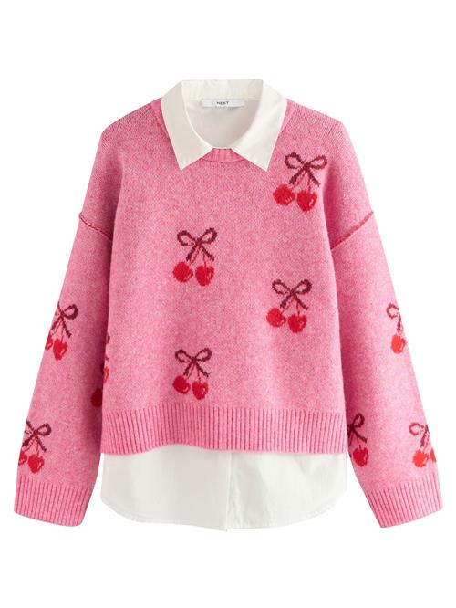 Next Pullover  lys pink / rød / hvid