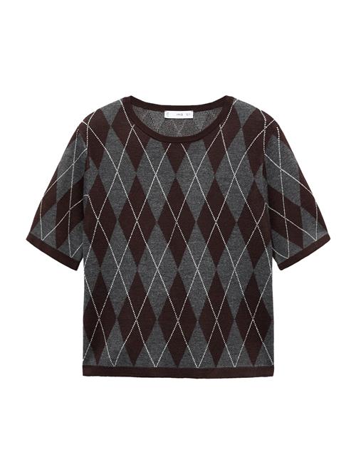 MANGO Pullover 'ROMBUS'  choko / grå-meleret / hvid