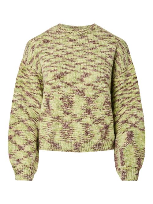 PIECES Pullover 'PCFilla'  mørkebrun / æble / pastelgrøn