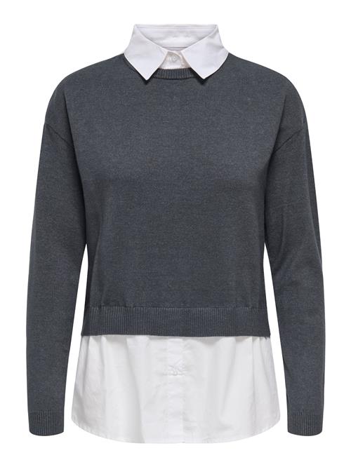 ONLY Pullover 'ONLPayson'  mørkegrå / hvid