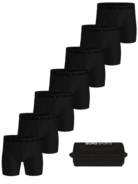 Björn Borg Sports Lightweight Boxers + Wash Bag 7-pack Sort, S