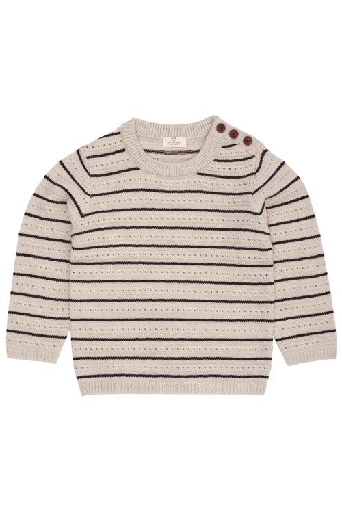 Copenhagen Colors Sweater Med Merinomønster Pale Cream Melange Dark Brown  Pale Cream Melange Dark Brown 116 cm  Creme  116 cm  mand