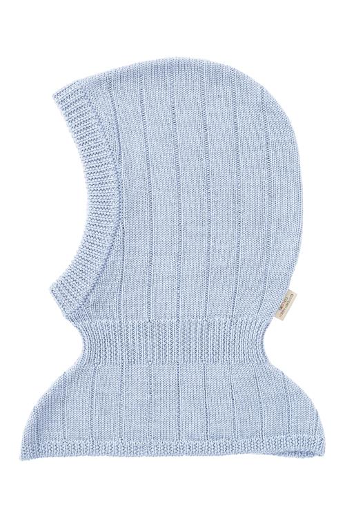 Copenhagen Colors Merinould Ribstrikket Balaclava Dusty Blue  Dusty Blue 53/54 cm Wool Blå  53/54 cm  mand