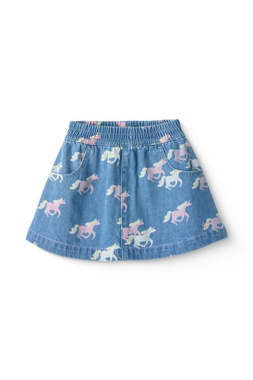 Copenhagen Colors GOTS Denim Nederdel Indigo Blue Washed With Unicorn  Indigo Blue Washed With Unicorn 104 cm  Blå  104 cm  kvinde