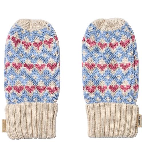 Wheat Luffer - Uld - Jacquard - Haansi - Blå m. Hjerter