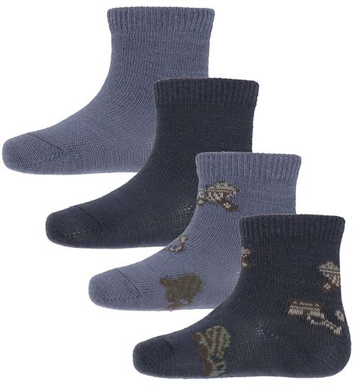 Name It Strømper - Uld/Bomuld - 4 pak - NbmWak - Folkstone Gray/