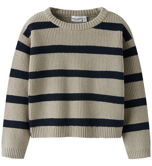 Name It Bluse - Strik - NmfVnilla - Island Fossil m. Striber