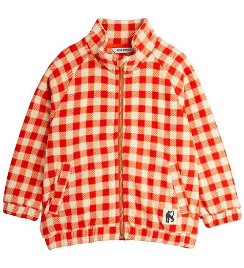 Mini Rodini Fleecejakke - Gingham - Rød/Hvidternet