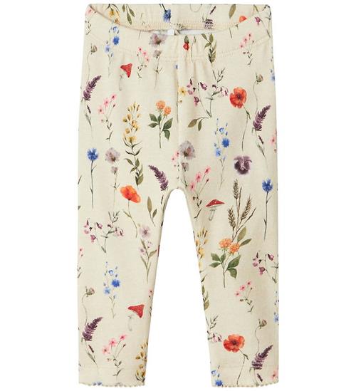 Name it Leggings - NbfLuxa - Peyote Melange m. Blomster