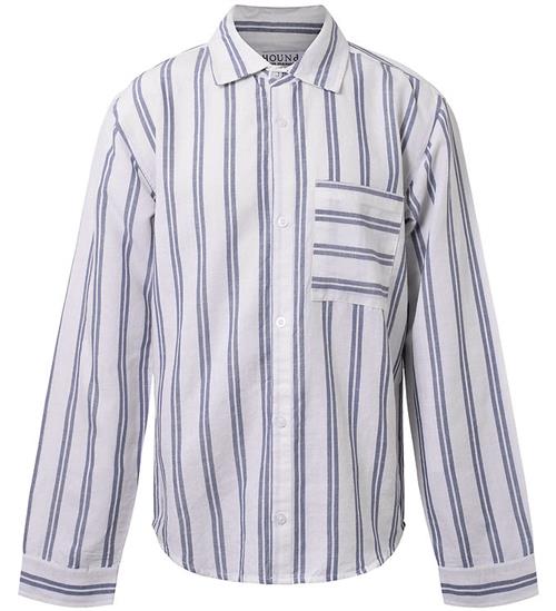 Hound Skjorte - Linen Blend - Deep Blue/Hvid